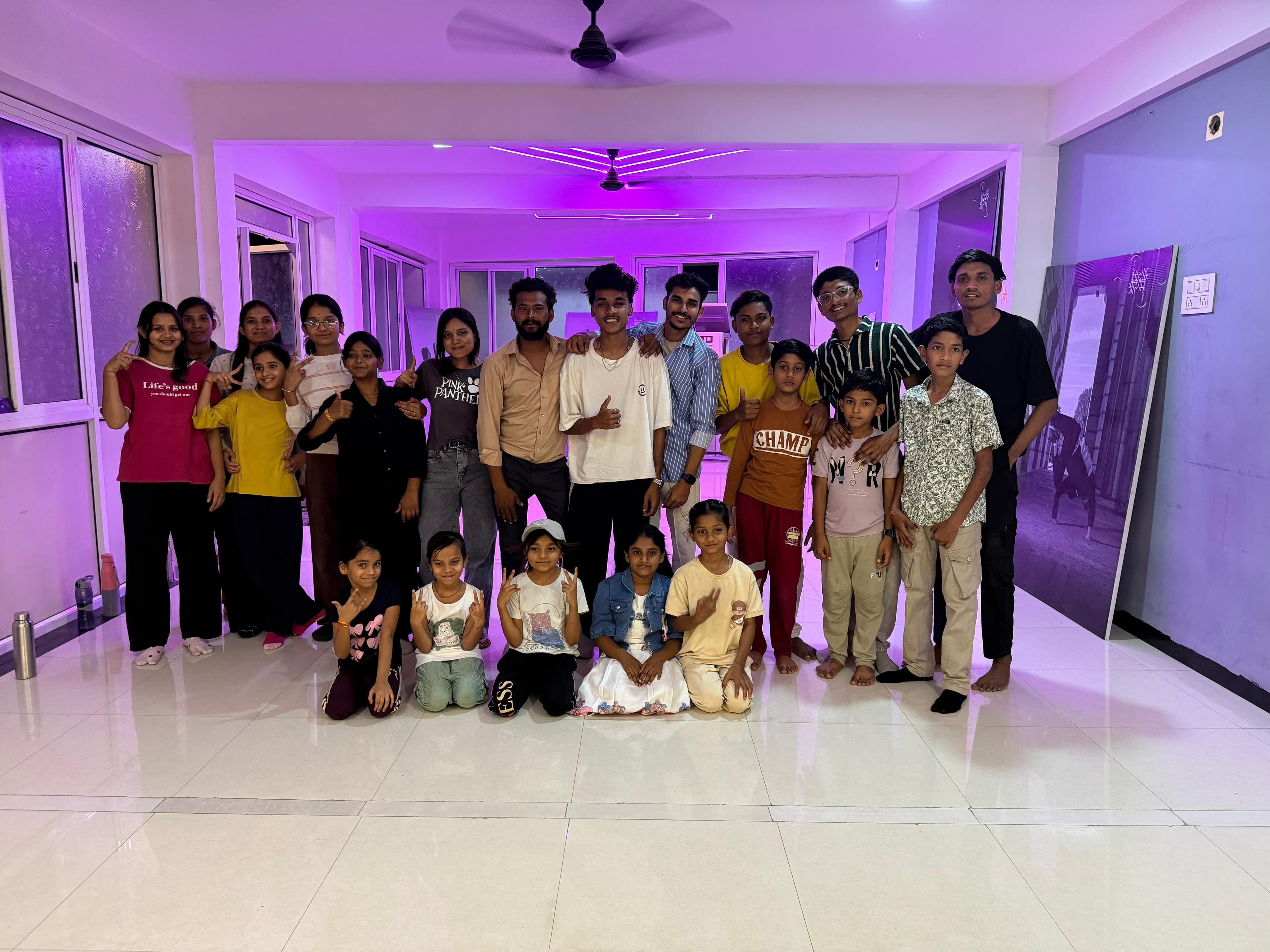 Team and students in classroom